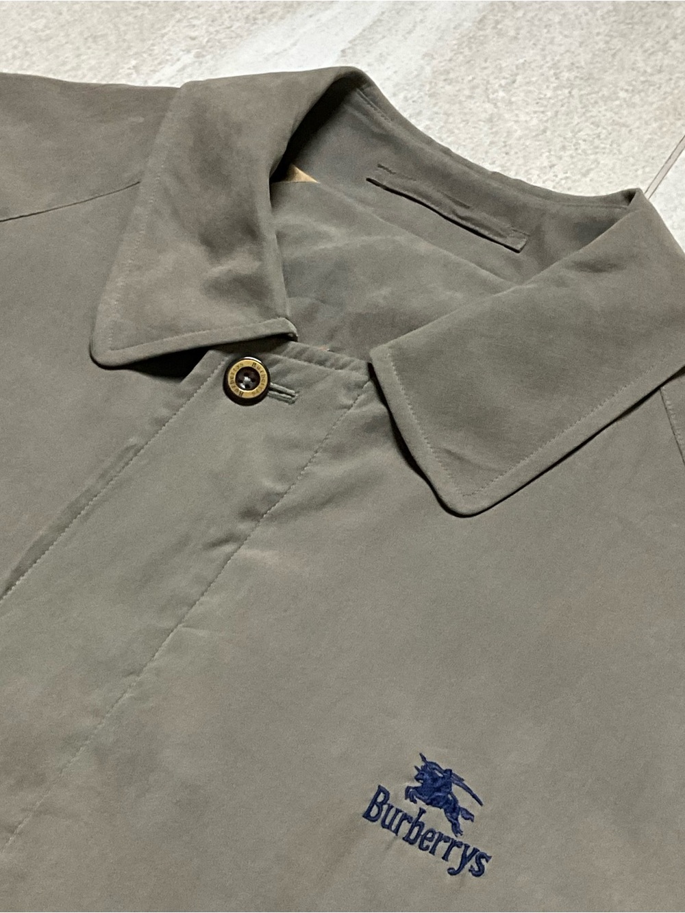 VINTAGE BURBERRY OLIVE GREEN HARRINGTON JACKET EMBROIDERED LOGO NOVA CHECK RARE - Picture 6 of 15